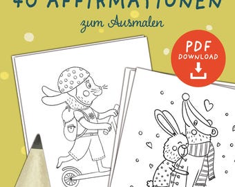 40 Affirmations for Kids Coloring Pages to Print | Affirmation Cards for Kids to Print | 24-page PDF | Download