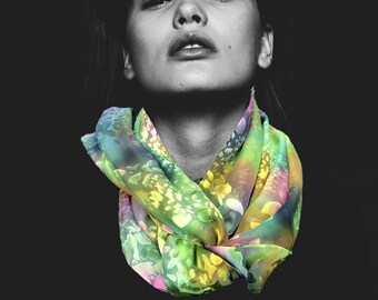 Green Devoured Silk Scarf - Hand Painted