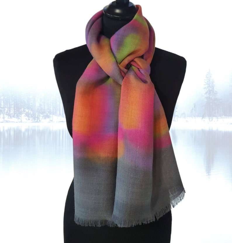 Scarf Gray Pure Wool Scarf / Shawl image 3