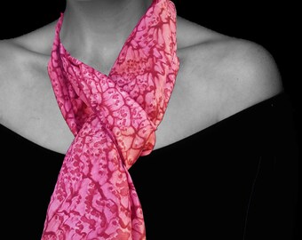 SOIE scarf - Red effect - Hand painted