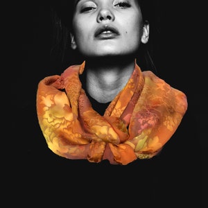 Scarf Silk Scarf Devoured Brown - Painted Hand