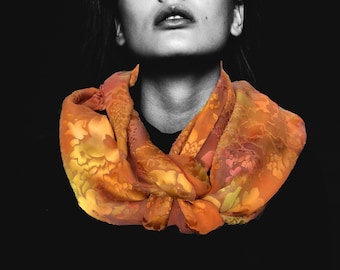 Scarf Silk Scarf Devoured Brown - Painted Hand