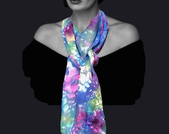 Blue Devoured Silk Scarf - Hand Painted
