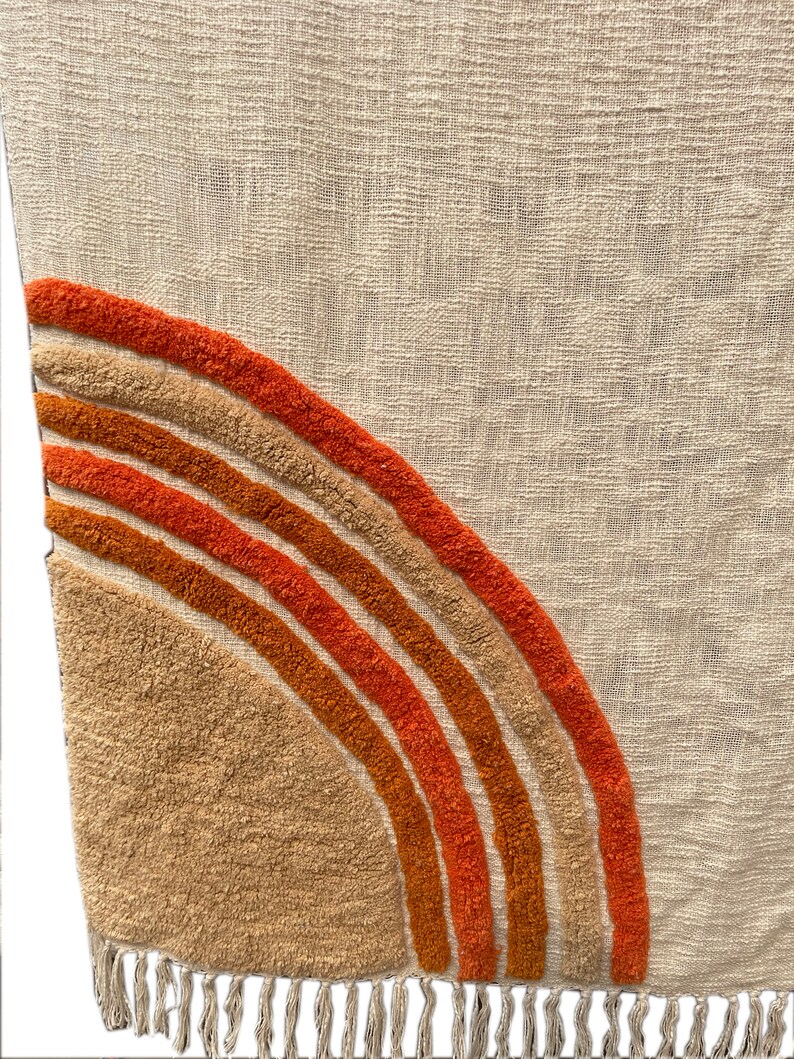 Tufted Throw Cotton Couch Throw Sofa Cover Hand Knotted Fringes 50 X 60