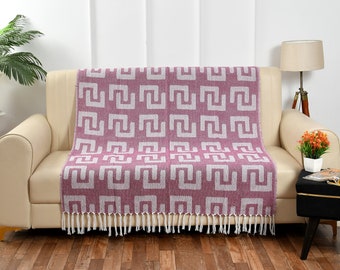 Handwoven Cotton Throw Blanket (50x60 inches) Beautiful Throw Handmade Blanket For Living Room Bedroom  Home decoration Sofa Throw