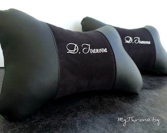 Custom Handmade Car Neck Pillow: Alcantara Leather Lumbar Support