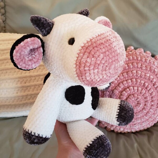 CUSTOM crochet Velvet Stuffed Cow Plush