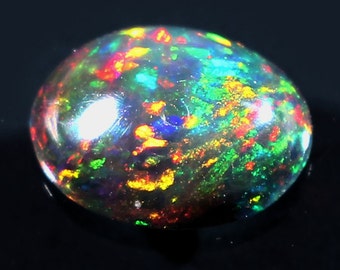 8x10mm Opal -Natural Black Ethiopian Fire opal- Black Opal - Welo fire opal - October birthstone - Opal Stone-Opal Cabochon -Loose Opal