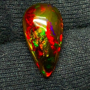 14x8mm Pear Black Opal Cabochon- Opal Cabochon- Black Opal- Opal Gemstone-Multi Fire Opal-Rainbow Fire Opal- Ring Opal-Loose Black Opal