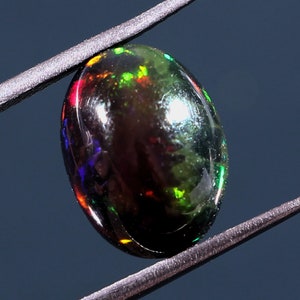 12x9 mm Opal -Natural Black Ethiopian Fire opal- Black Opal - Welo fire opal - October birthstone - Opal Stone-Opal Cabochon -Loose Opal