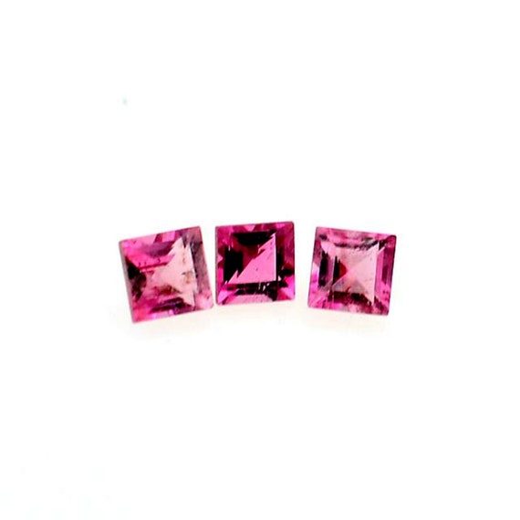 天然ピンクトルマリンスクエアカット宝石（2mm～8mm） - Etsy 日本