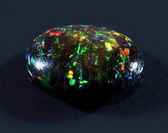 7 x 5 mm Natürlicher Äthiopischer Schwarzopal Cabochon - Loser Feueropal Edelstein