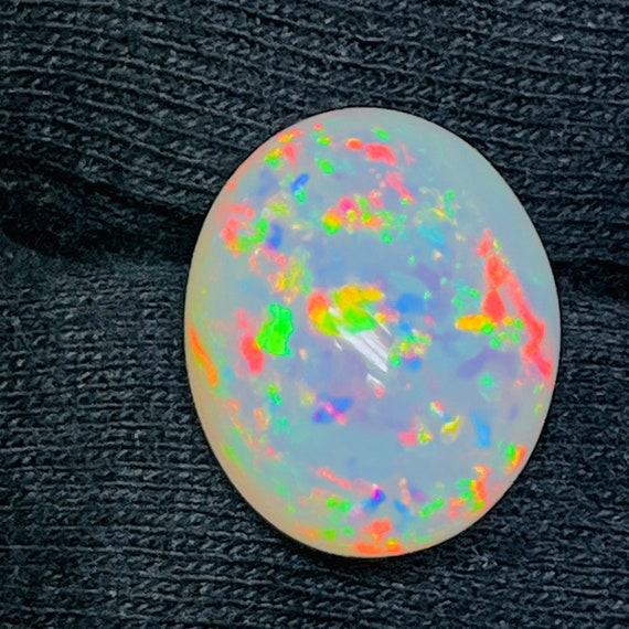 Multi Fire Opal Cabochon: Natural Ethiopian Oval Gemstone (6x8mm)