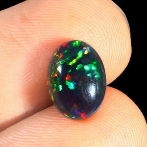 9x11mm Oval Black Opal Cabochon- Opal Cabochon- Black Opal- Opal Gemstone-Multi Fire Opal-Rainbow Fire Opal- Ring Opal-Loose Black Opal