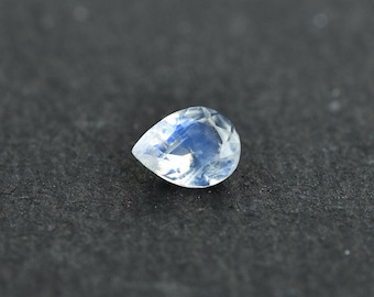 Pear Faceted Rainbow Moonstone Gemstone, Blue Fire