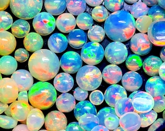 Cabochão de Opala Etíope Natural – Gema Solta de Opala de Fogo Welo (2 mm a 10 mm)