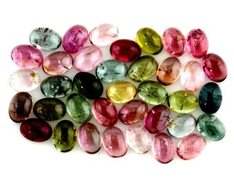 Ovale cabochons met meerdere toermalijnen – natuurlijke edelsteen, 3 x 5 tot 10 x 14 mm