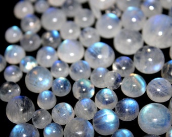 5mm Rainbow Moonstone Round Cabochons: AAA Grade, Jewelry Making (10 Pcs)