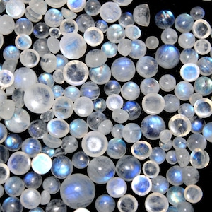 6mm 10pcs Rainbow Moonstone- Moonstone Round Cabs- Blue Moonstone- Moonstone Loose- Round Moonstone- Gemstone Cabochon- Jewelry making- Gift