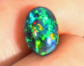 7x10mm Oval Black Opal Cabochon – Multi Fire Gemstone