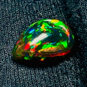7x10mm Pear Black Opal Cabochon- Opal Cabochon- Black Opal- Opal Gemstone-Multi Fire Opal-Rainbow Fire Opal- Ring Opal-Loose Black Opal