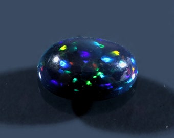 Black Opal Cabochon – Natural Ethiopian Gemstone, 6x8mm