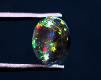 8x10mm Natural Ethiopian Black Opal Cabochon – October Birthstone