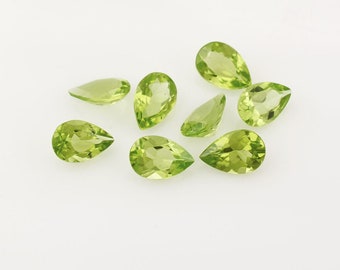 Natural Green Peridot, Pear Faceted Loose Gemstone