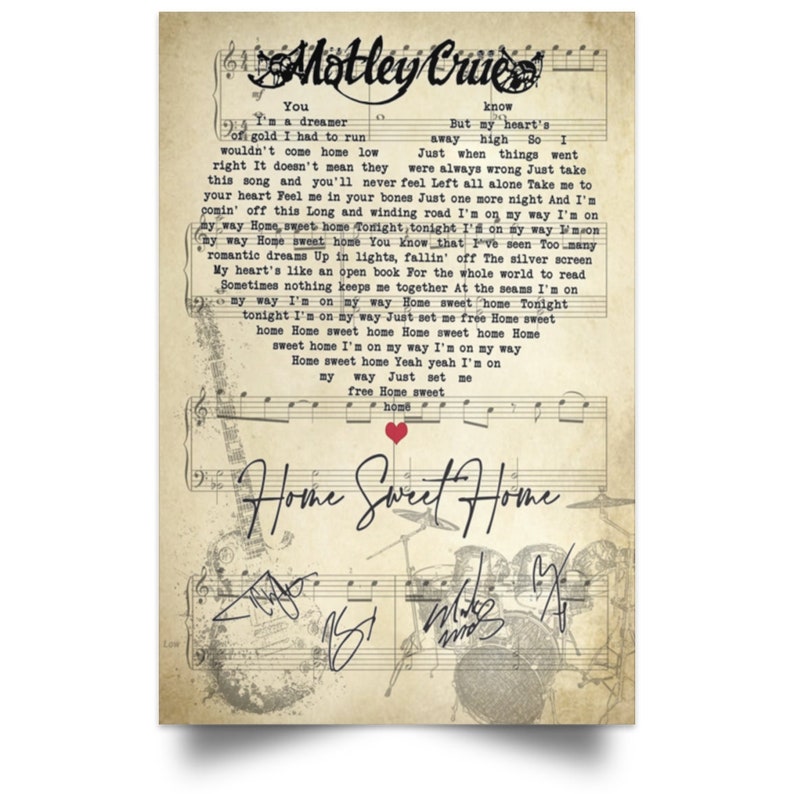 Motley Crue Home Sweet Home Lyrics poster Motley Crue Etsy