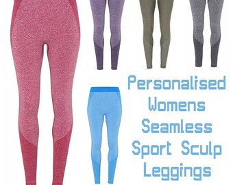 Women’s Personalised Seamless Sport Sculpt Leggings |Sportswear | Workout Clothes | Yoga Wear | Training Leggings