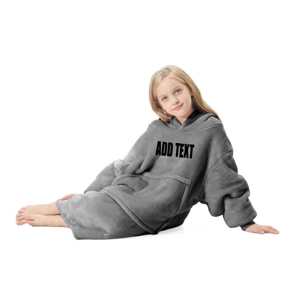 PERSONALISED Kids OVERSIZED BLANKET Hoodie Fleece Sherpa Etsy