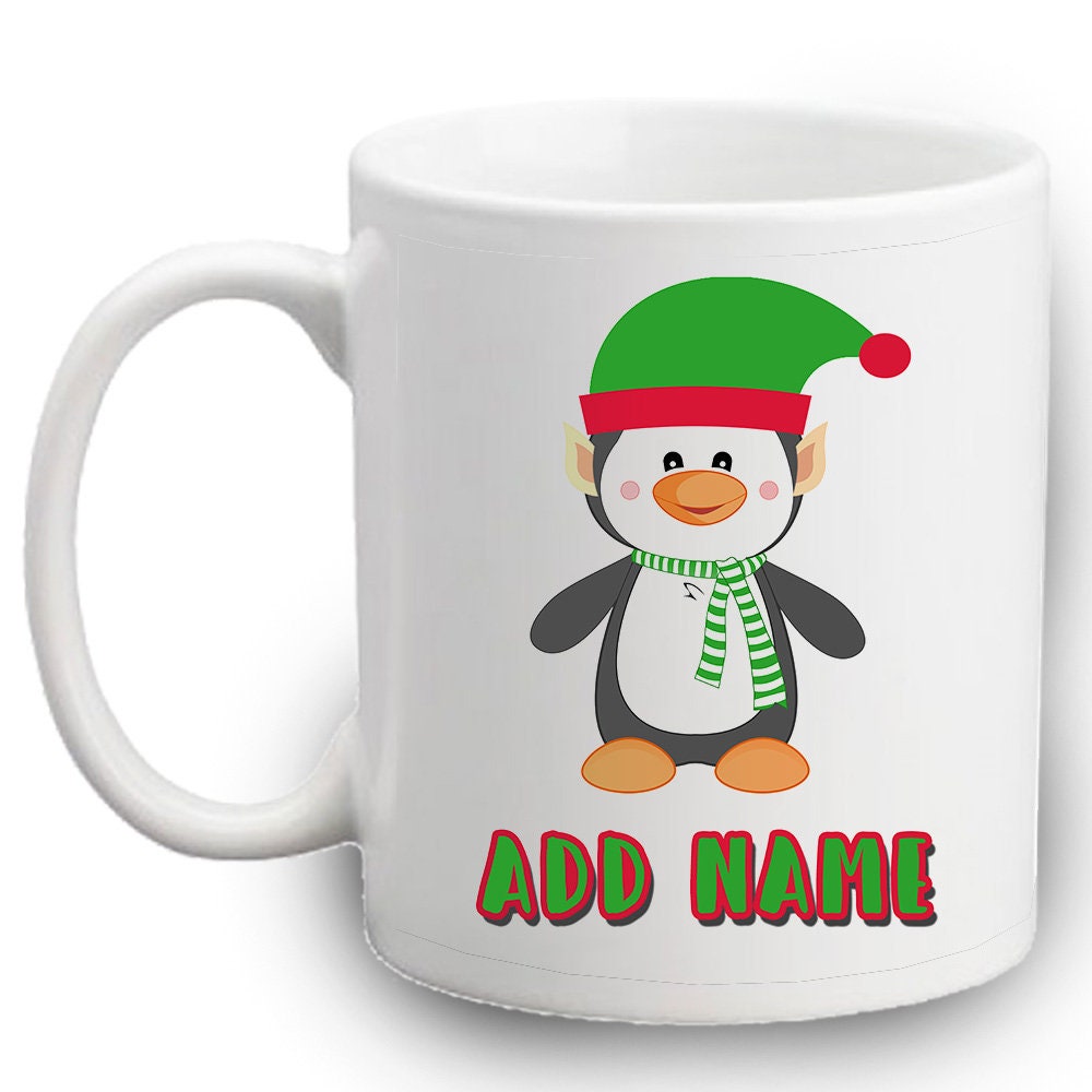 Personalised Cute Penguin Christmas Mug With Name Coffee Mug Christmas Mug 