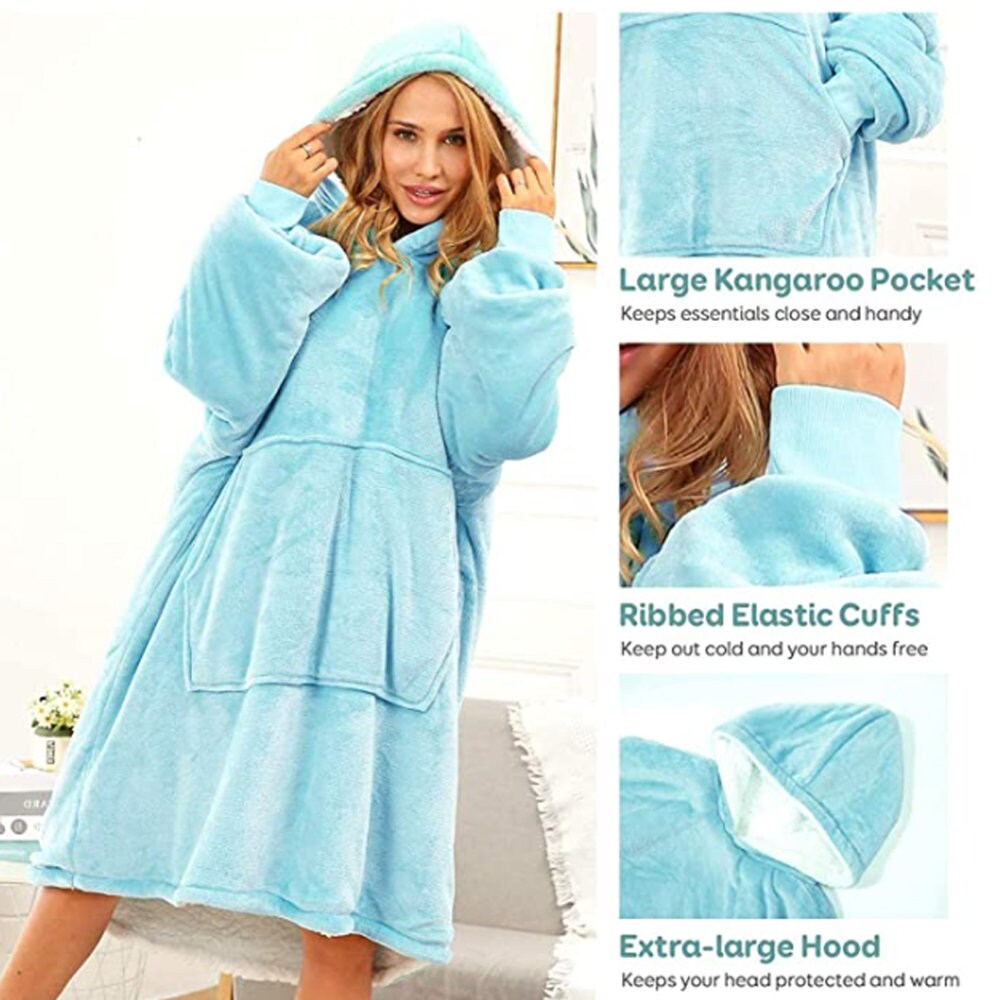 Personalised OVERSIZED BLANKET HOODIE Adults Fleece Lounge Etsy