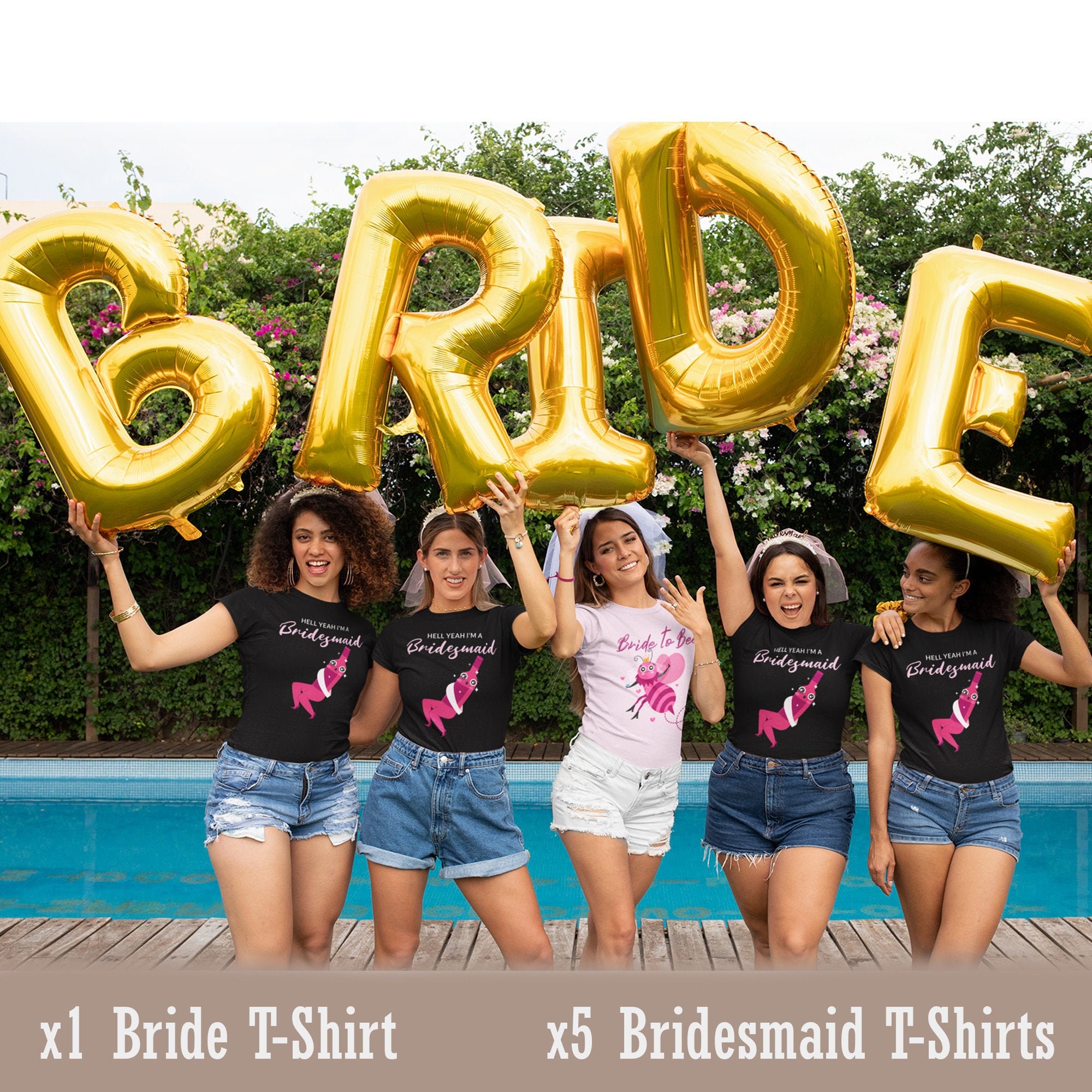 Bride X Bridesmaid T-shirt Set / 6 T 