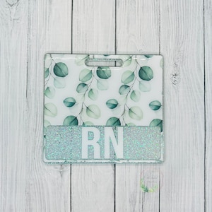 Eucalyptus Glitter Badge Buddy | Custom ID Holder