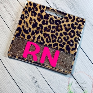 Leopard Glam Badge Buddy | Hot Pink | Badge Buddy | Nurse ID Tag | Glitter | Hospital | Medical Tag | Custom | RN Badge Buddy | Hospital ID