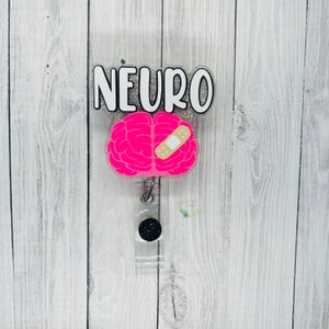Neuro | Brain | Retractable Id Badge Reel | Brain Badge Reel | ID Holder | Hospital Badge Reel | Neurologic | Medical Professional Badge