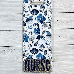 Navy Blue Floral | Badge Buddy | Holiday Badge Buddy | Nurse Gift | Medical Office | Hospital  ID Holder - Badge Buddy - RN