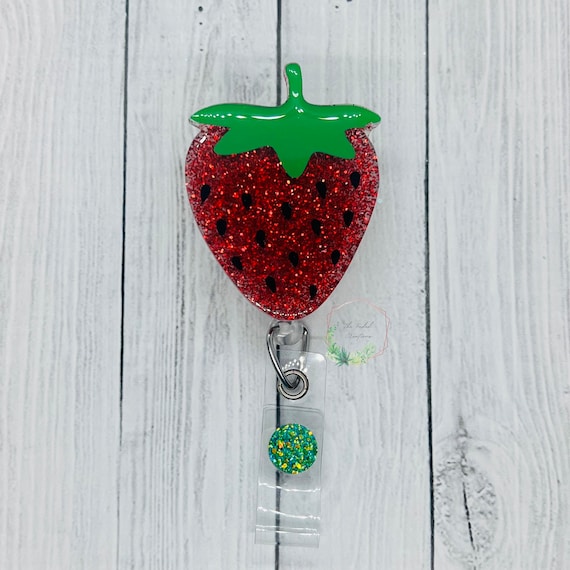 Strawberry | Fruit | Retractable ID Holder | Badge Reel | Badge Reel |  Holiday Badge Holder | Nurse Gifts | Medical Office Nurse Gifts