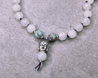 Beautiful necklace with rose quartz, jasper and Buddha pendant