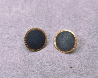 Blackened Silver & Gold Stud Earrings