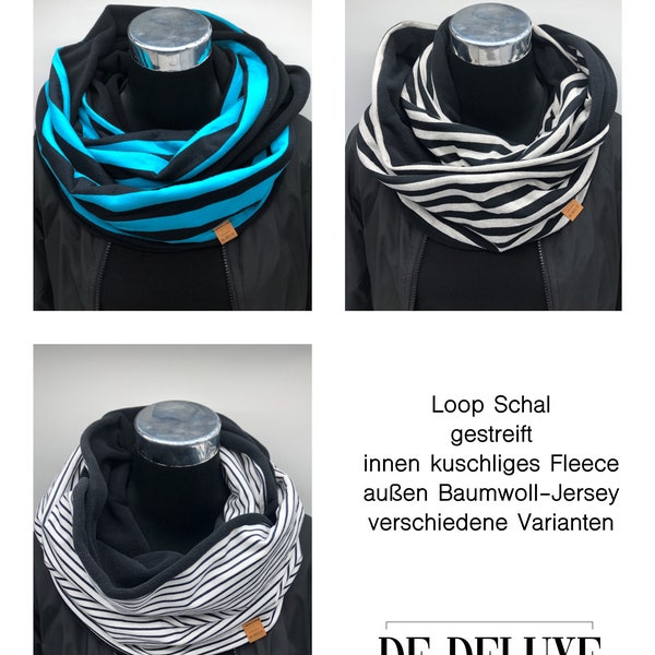 Loop Damen Schal / Wickelschal gestreift mit Fleece verschiedene Farben