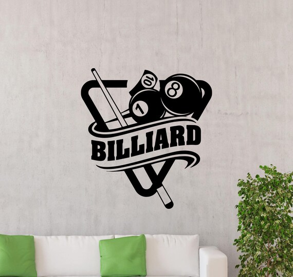 Billiard Wall Decal Sign Pool Snooker Billiards Decor Vinyl Etsy