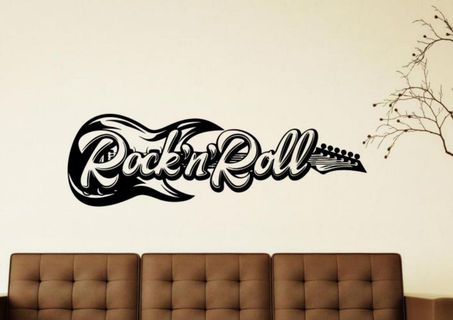 Rock N Roll Wall Decal Heavy Metal Vinyl Sticker Guitar Wall Etsy