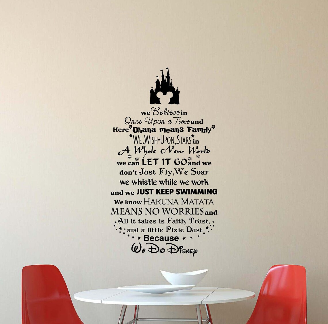 We Do Disney Wall Decal Vinyl Sticker Wall Quote Disney Castle Etsy