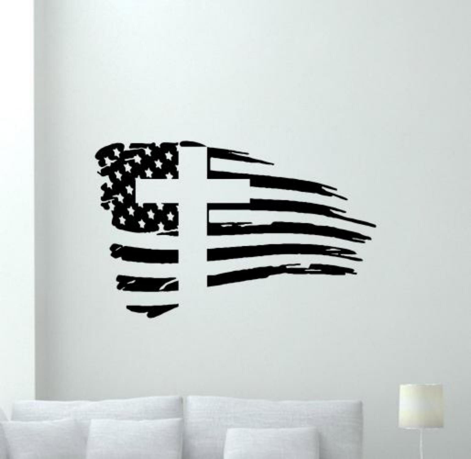 Distressed US Flag Decal Vinyl Sticker American Flag Car Window Decal