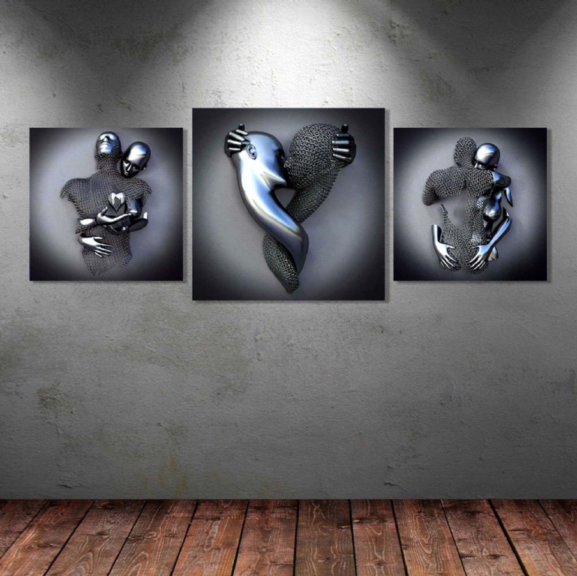 Canvas Wall Art Design 3D Effect set of 3 50x50 cm Modern Etsy
