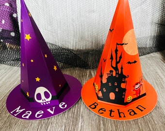 6 x personalised halloween witches hat candy sweets treat box. trick or treat box, halloween party sweet box,witch wizard party favour favor