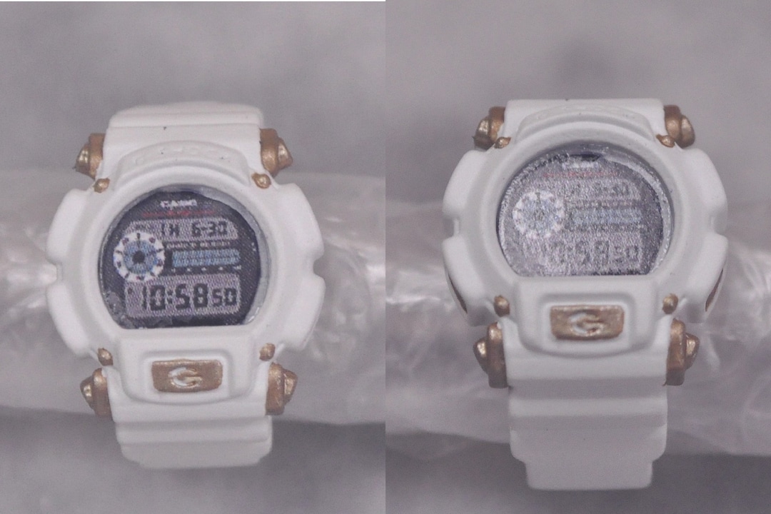 Watch Model Kit 1:3 Scale Miniature Model Kit Casio G-shock Watch White & Gold Color ...