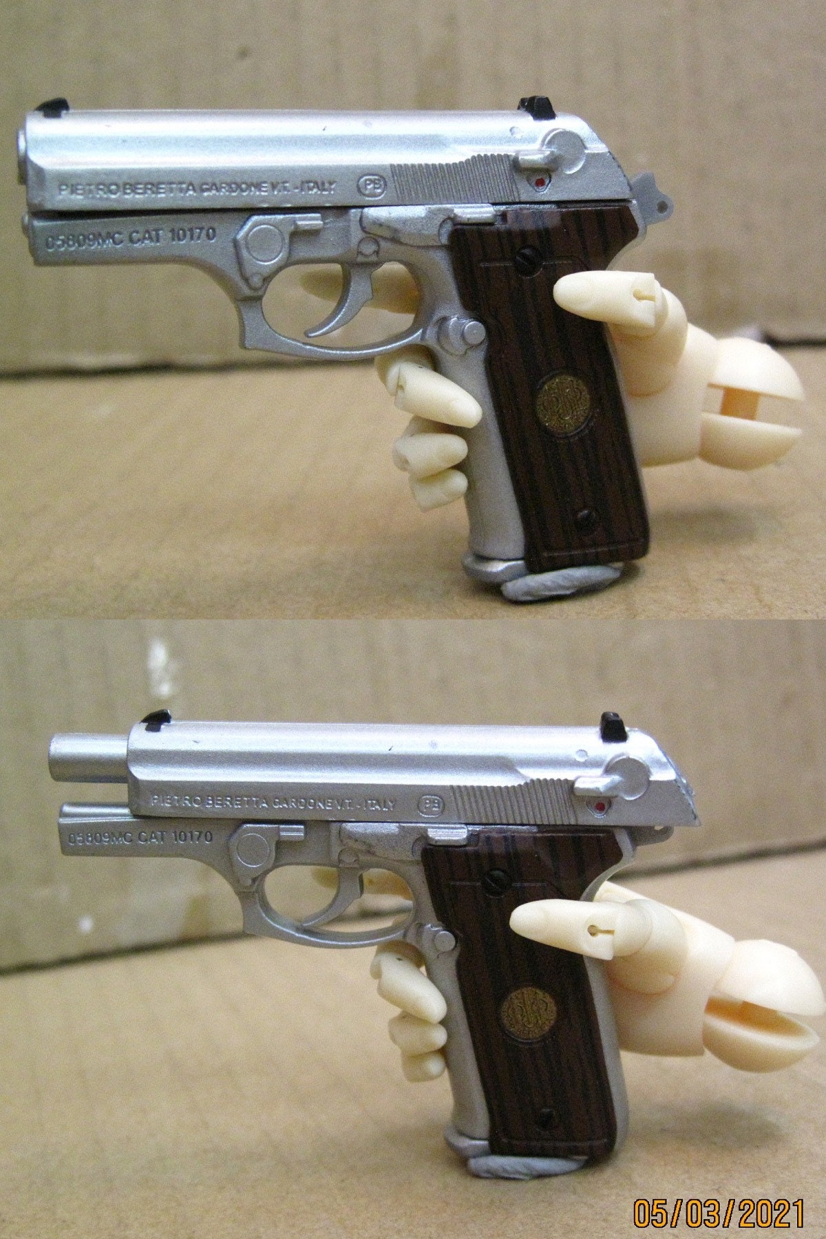 1:3 Scale Miniature Model Kit Pistol Beretta M8045 Cougar Silver and ...